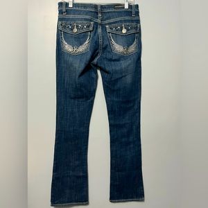 Rock and Republic Bootcut Jeans Rhinestone Wings and Stud Pockets